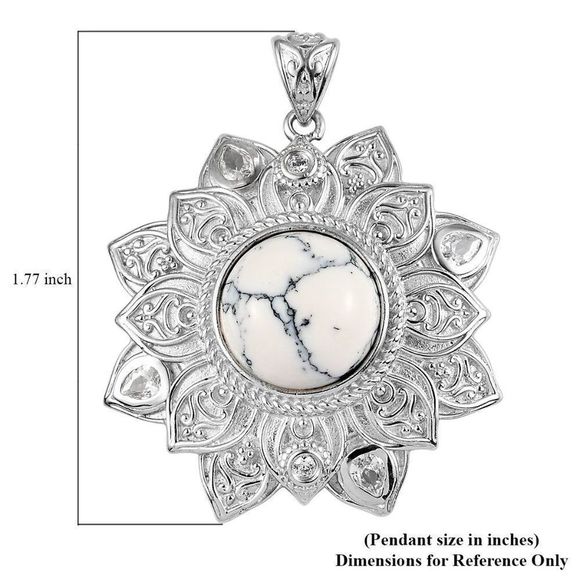 Howlite Simulated Diamond Floral Pendant in Platinum Bond 9.20 ctw White - Picture 5 of 7